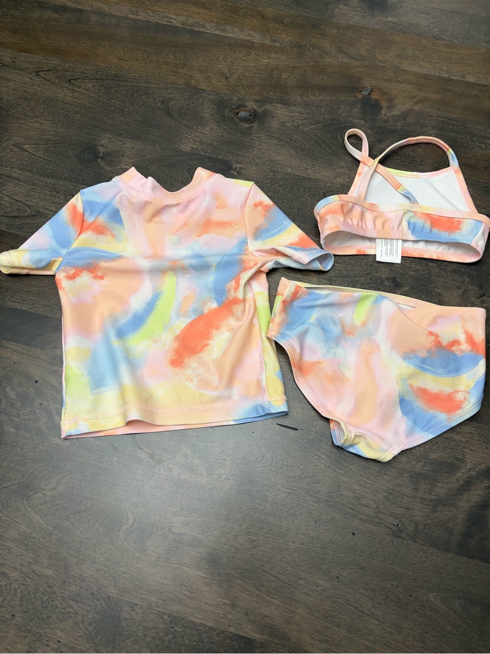 Carters Tie-Dye Pastel Rash Guard Swim Set - Pink/Blue/Yellow